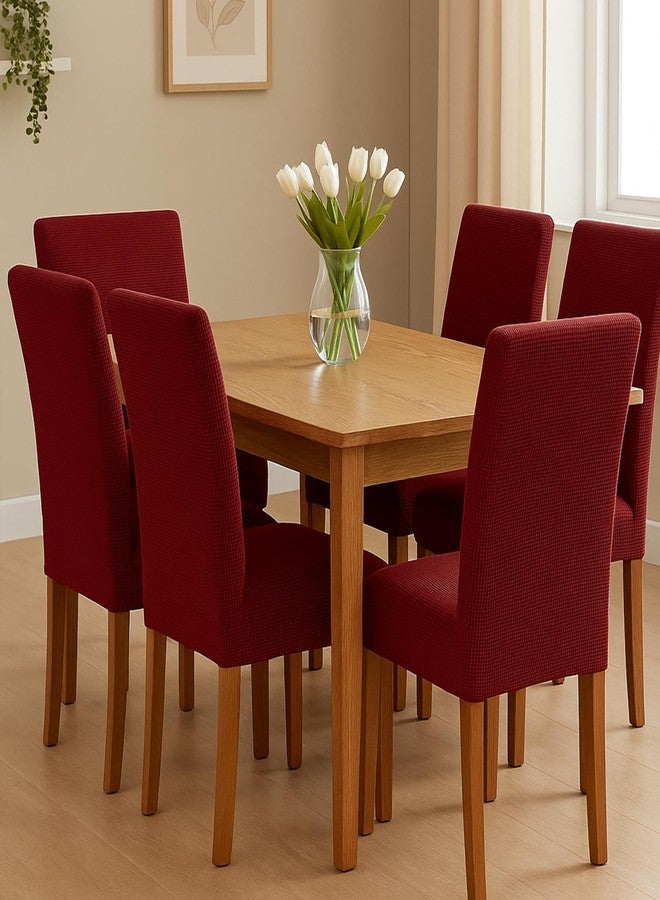Aertiavty Chair Covers for Dining Room Set of 4 Kitchen Chair Seat Covers, Dining Room Chair Covers Chair Slipcover Parsons Chair Covers, Burgundy Red - Image 2